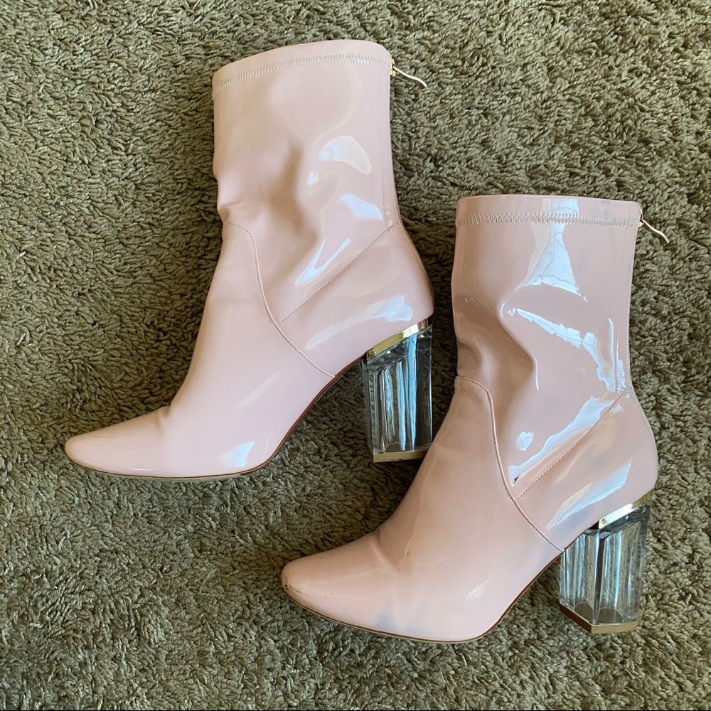 Public Desire Pink Patent Leather Boots